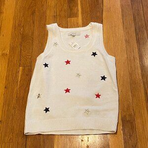 Patriotic Stars Red/White/Blue Sleeveless Pullover Sweater NWT Size XXS